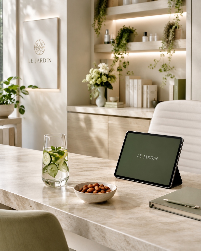 Detalhe de consulta dermatológica — Le Jardin